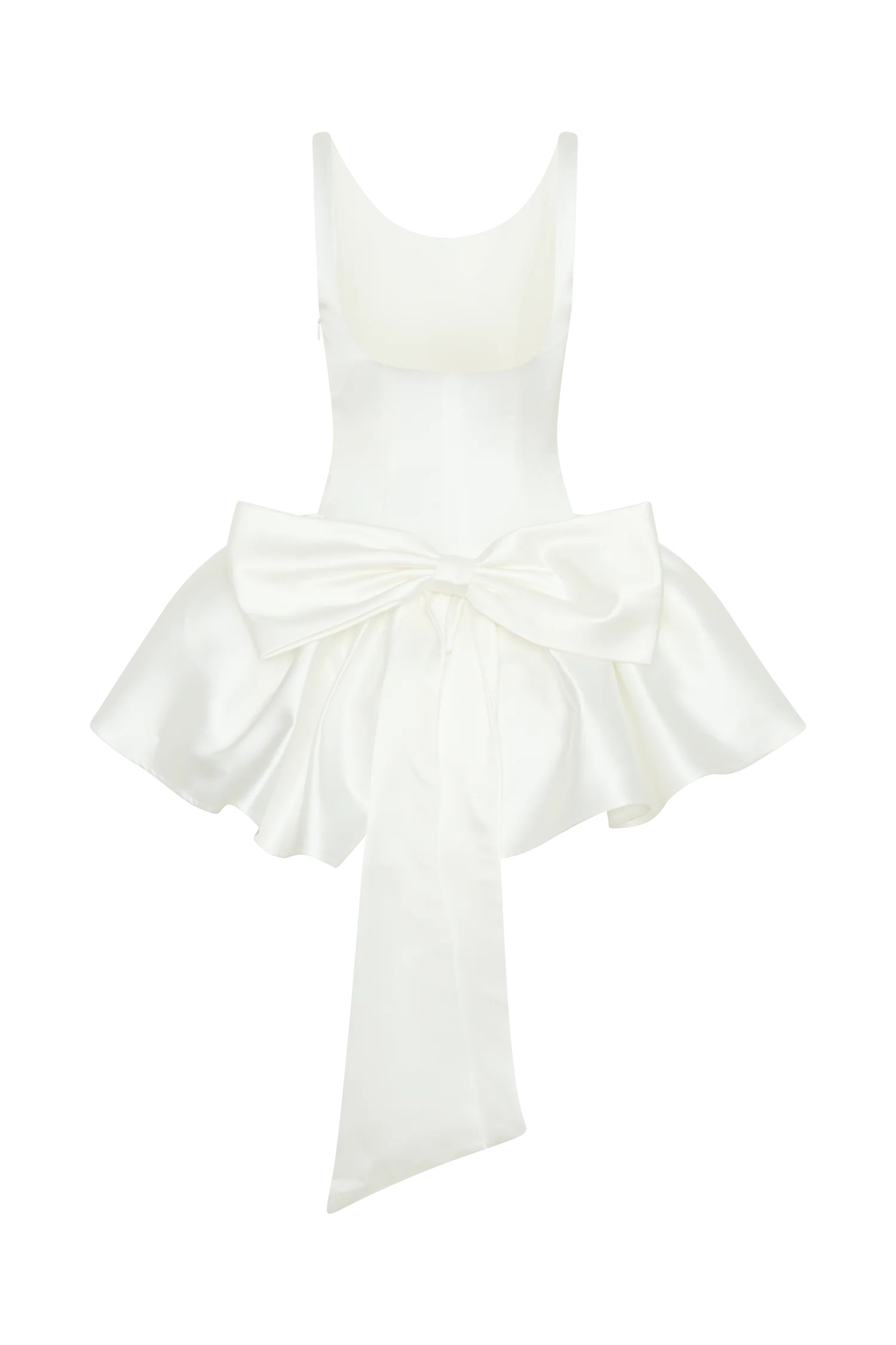 Felicia Satin Mini Dress With Bow - White | MESHKI US