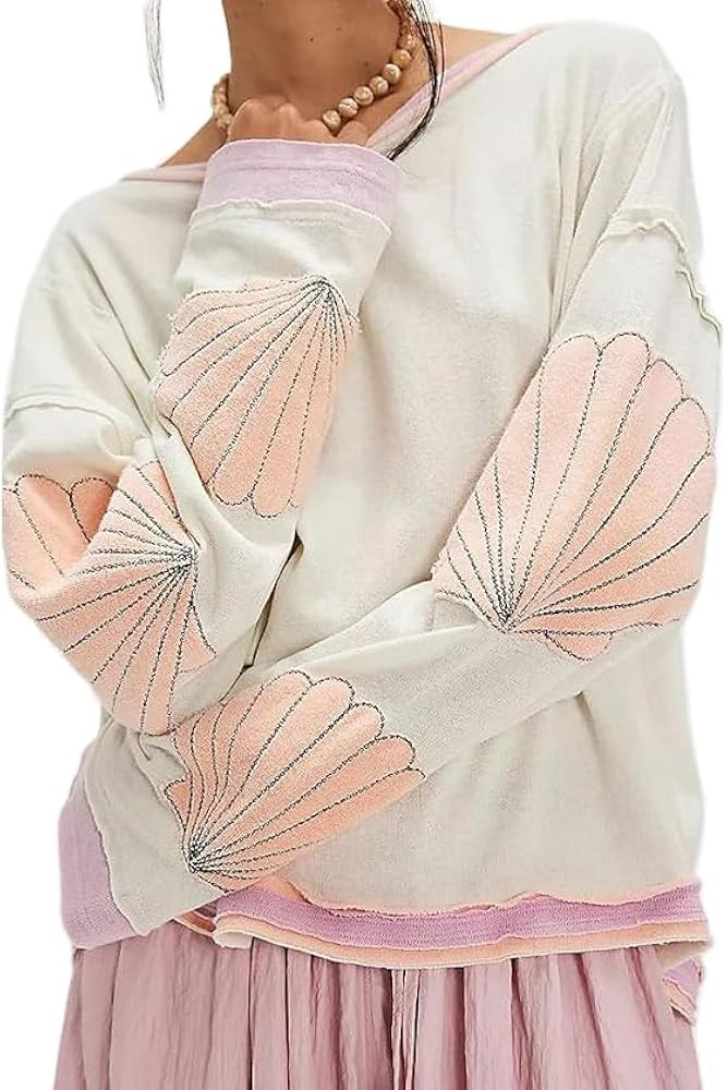 Preppy Floral Graphic Sweatshirt Women Teen Girls Oversized Aesthetic Pullover Top Y2K Vintage Lo... | Amazon (US)