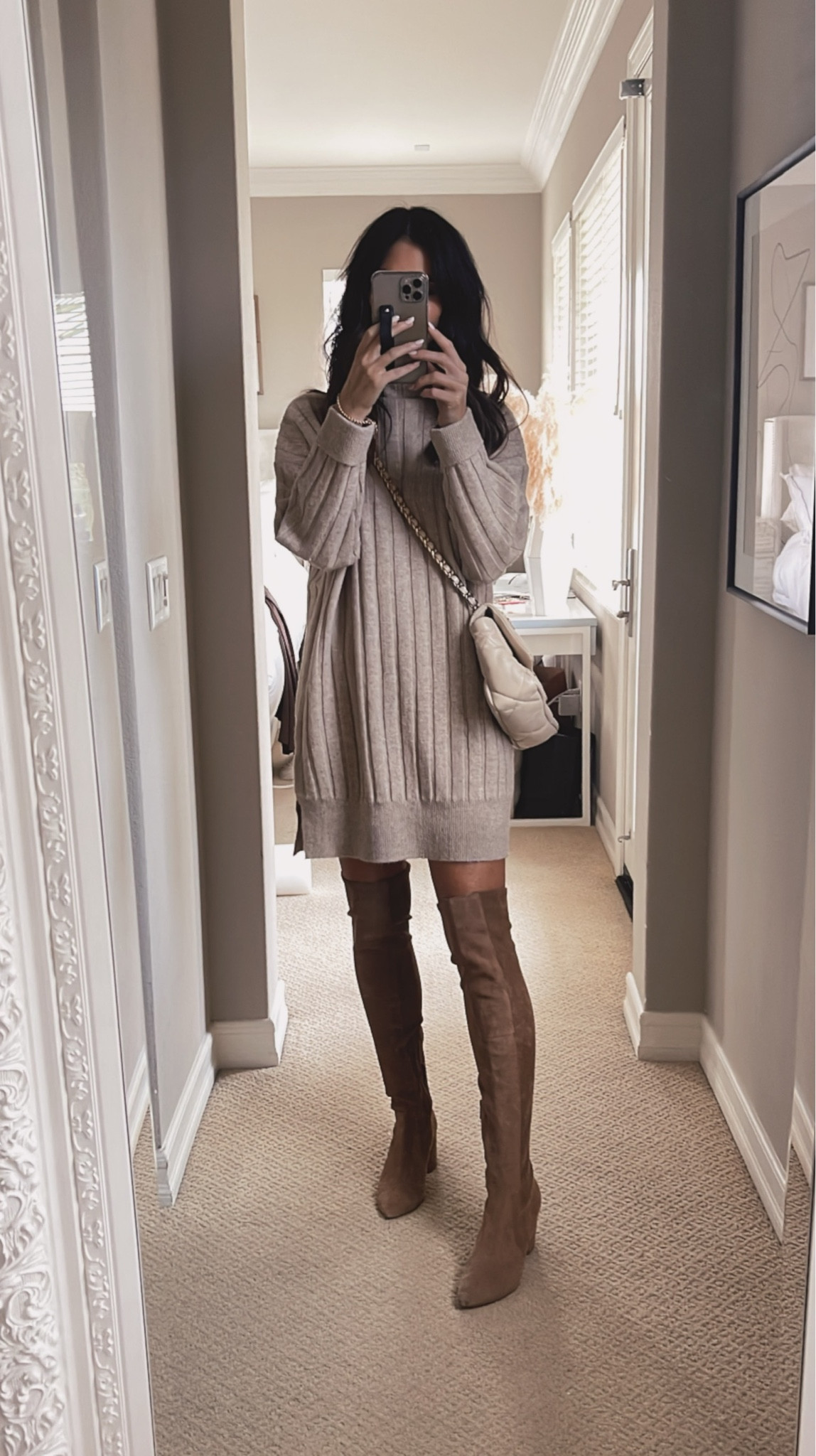 Im just shy of 5’7 wearing the size XSMALL dress. 
Fall style, sweater dress, knee high boots, accessories, StylinByAylin 

#LTKstyletip #LTKSeasonal #LTKunder100