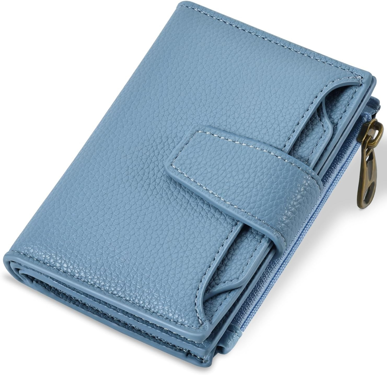 Small Wallet Women RFID Blocking Vegan Leather Bifold Compact Card Holder Wallet for Women with Zipper Coin Pocket 4 ID Window | Amazon (US)