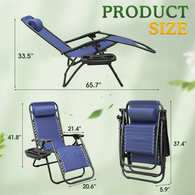Lacoo 2 Pack Patio Zero Gravity Chair Outdoor Lounge Chair Textilene Fabric Adjustable Recline Ch... | Walmart (US)