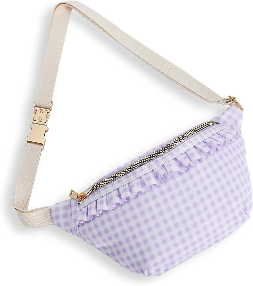 Belt Bag for Women Gingham Ruffle Crossbody Fanny Pack with Adjustable Strap,Fashion Waist Pack B... | Amazon (US)