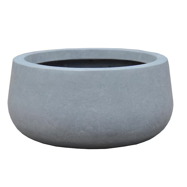 KANTE Round 10.0-in W Extra Large Gray Concrete Contemporary/Modern Indoor/Outdoor Planter with D... | Lowe's