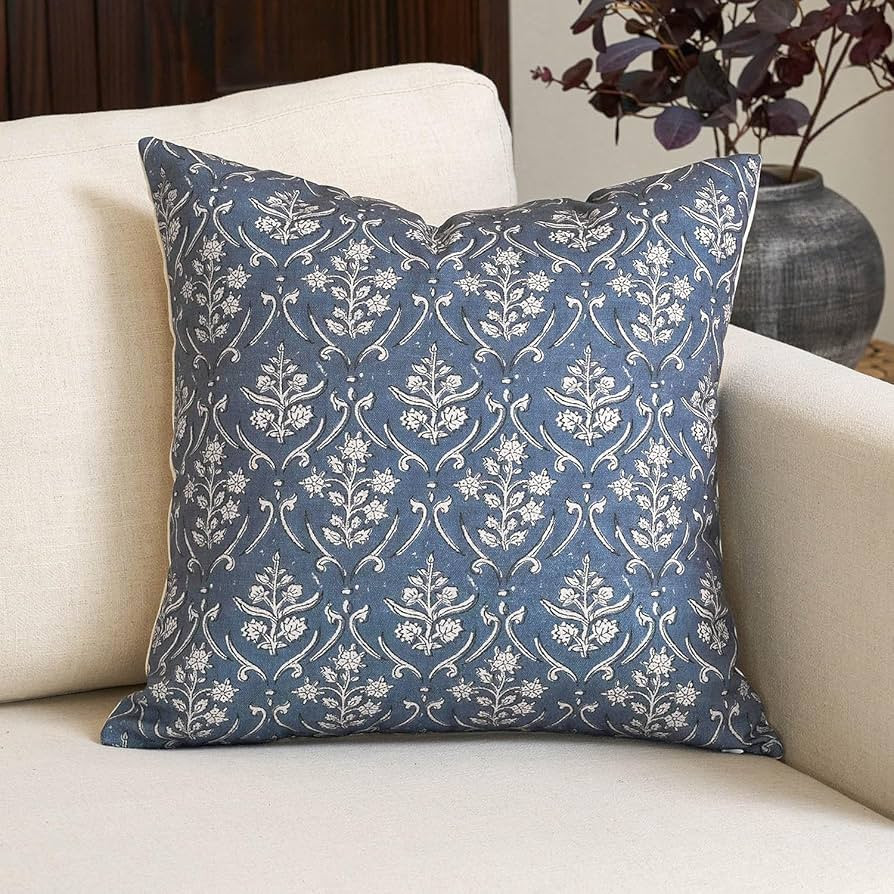 Amor Virisso Floral Pillow Covers 18x18 Vintage Farmhouse Block Print Pillow Covers Couch Pillows... | Amazon (US)