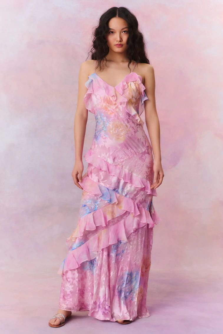 Rialto Floral Chiffon Maxi Dress | LOVESHACKFANCY