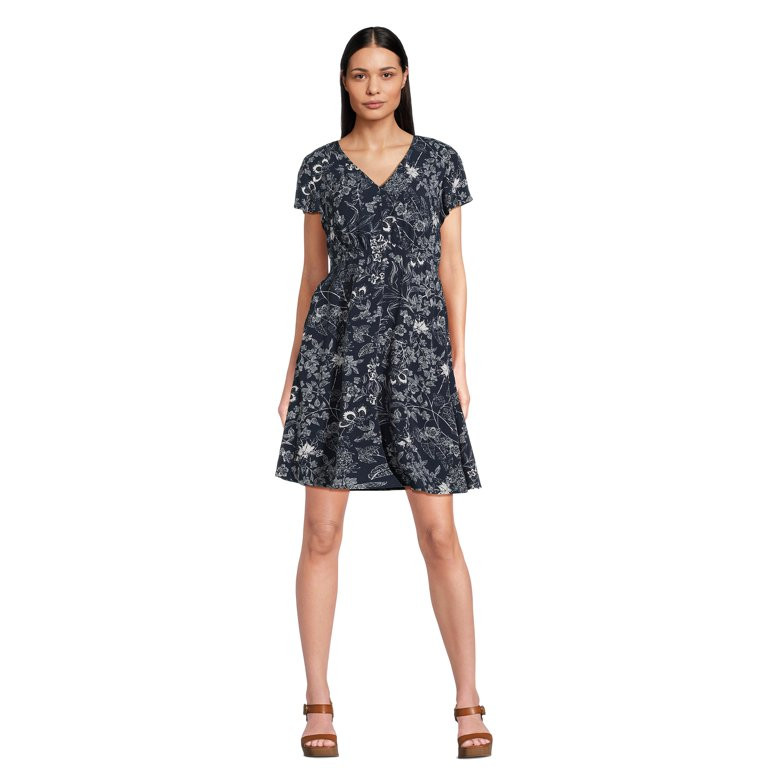 Time and Tru Women's Flutter Sleeve Mini Dress - Walmart.com | Walmart (US)