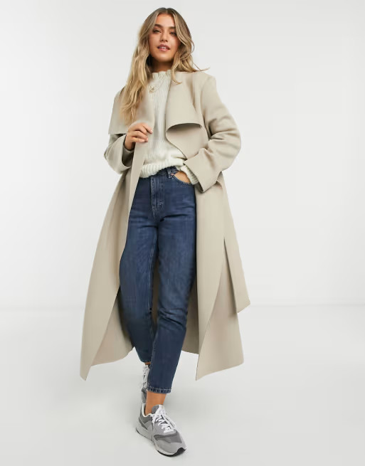 ASOS DESIGN Scuba waterfall skater coat in mink | ASOS (Global)