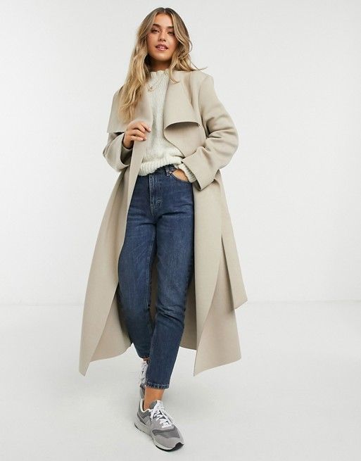 ASOS DESIGN Scuba waterfall skater coat in mink | ASOS (Global)