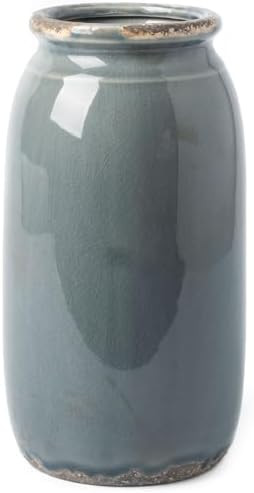 VICTOR & TERESA Rustic Blue Vase for Home Decor, Ceramic Vases for Flowers, Modern Farmhouse Deco... | Amazon (CA)