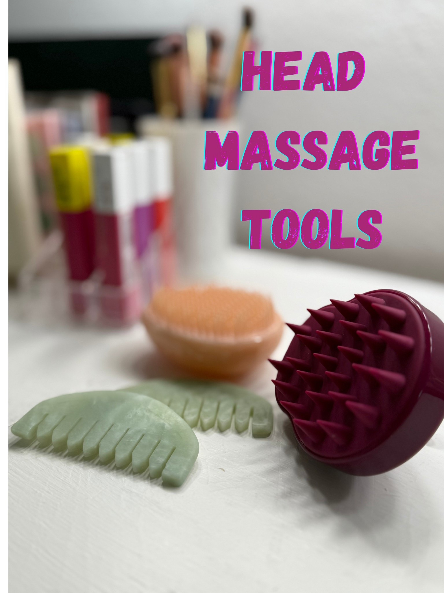 Head massage tools: jade combs, shampoo massager, massage brush 💖💞