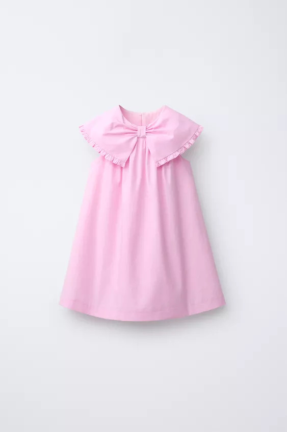 POPLIN DRESS WITH BOW | Zara US