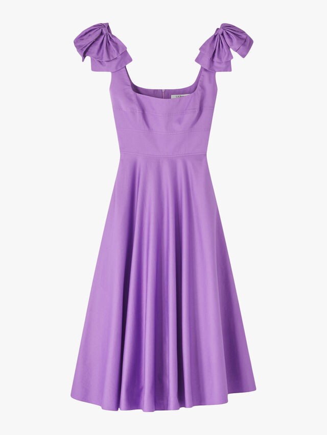 Women's LK Bennett Emerald Purple Cotton Bow Shoulder Dress | Fenwick | Fenwick