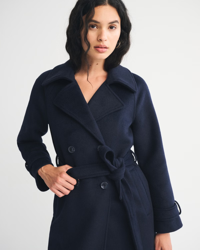 Women's A&F Carrie Wool-Blend Trench Coat | Women's Coats & Jackets | Abercrombie.com | Abercrombie & Fitch (US)