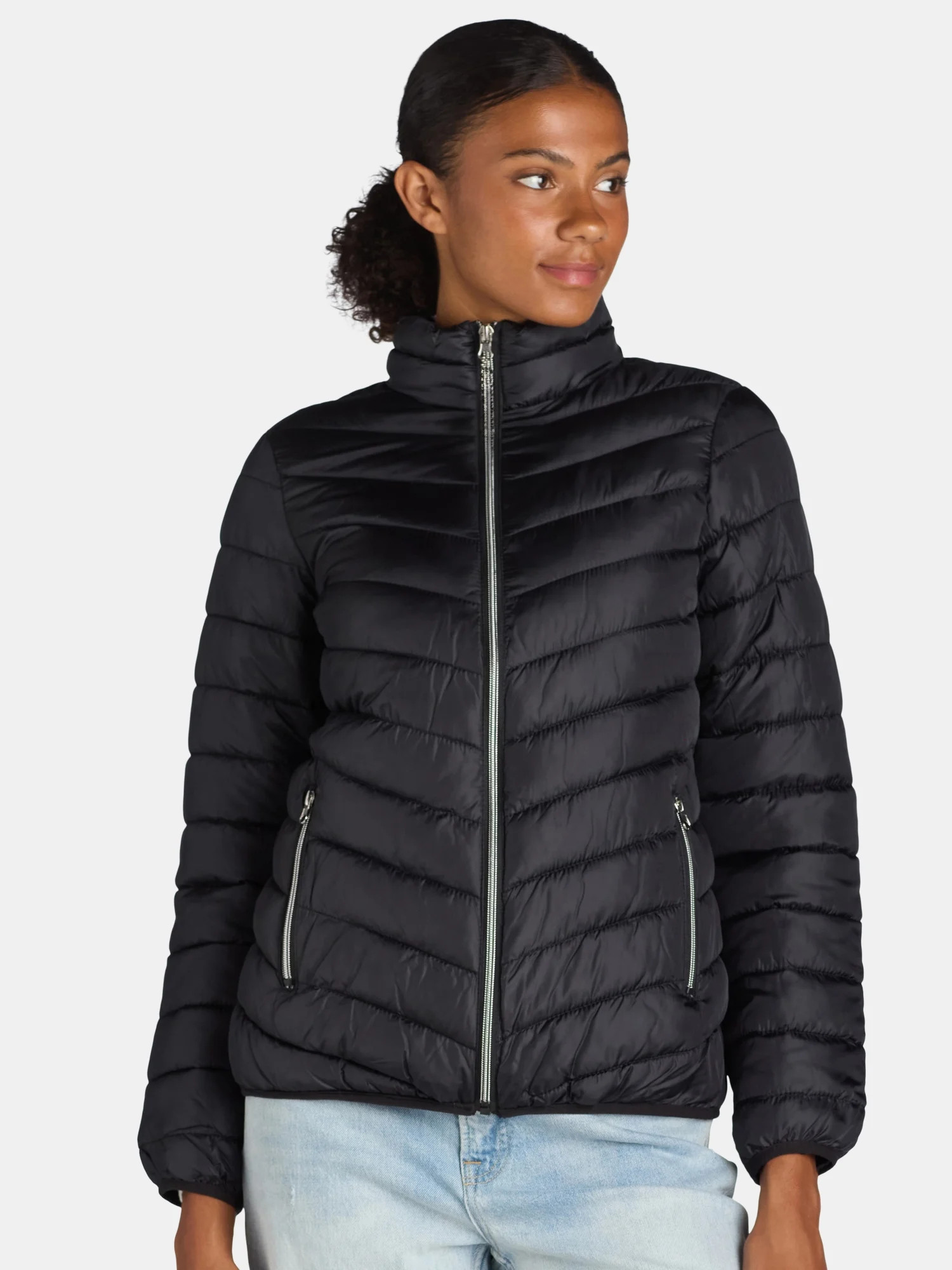 Big Chill Women's and Women’s Plus Packable Puffer Jacket, Midweight, Sizes S-3X | Walmart (US)