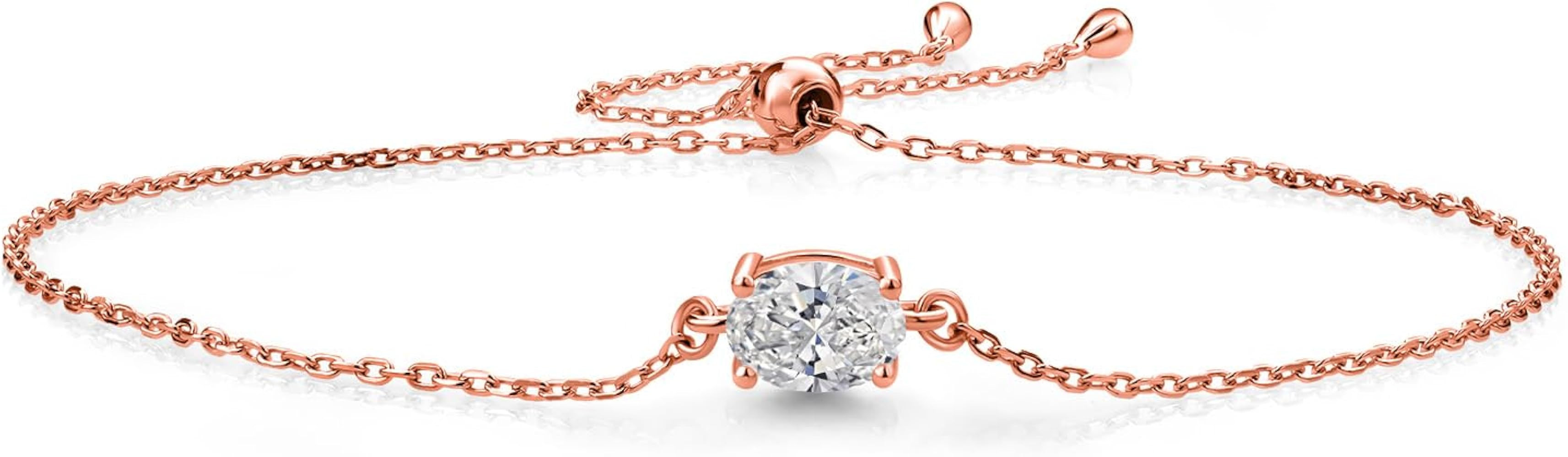 Gem Stone King 7X5MM Oval Gemstone Birthstone Solitaire Bracelet For Women | 925 Sterling Silver ... | Amazon (US)