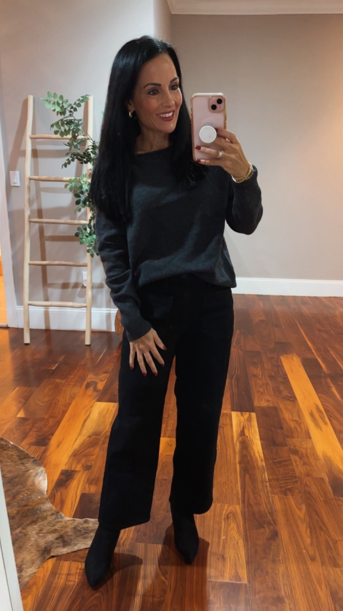 Cashmere sweater and jeans with booties 
All black look 

#LTKFindsUnder50 #LTKSaleAlert #LTKOver40