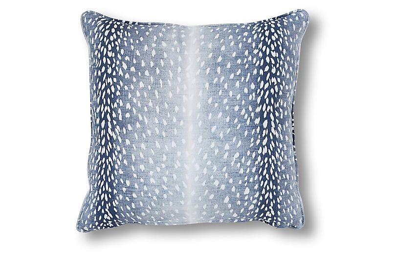 Doeskin 20x20 Pillow, Indigo/White | One Kings Lane