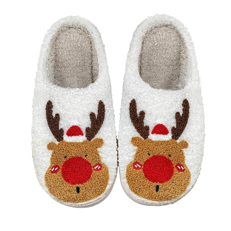 Christmas Slippers Reindeer Slippers for Women and Men Holiday Halloween Slippers Indoor Bedroom ... | Amazon (US)