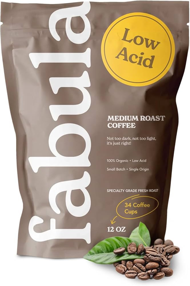 Fabula Low Acid Coffee Beans Whole, USDA Organic Coffee Beans Medium Roast - Non-GMO - No Molds -... | Amazon (US)