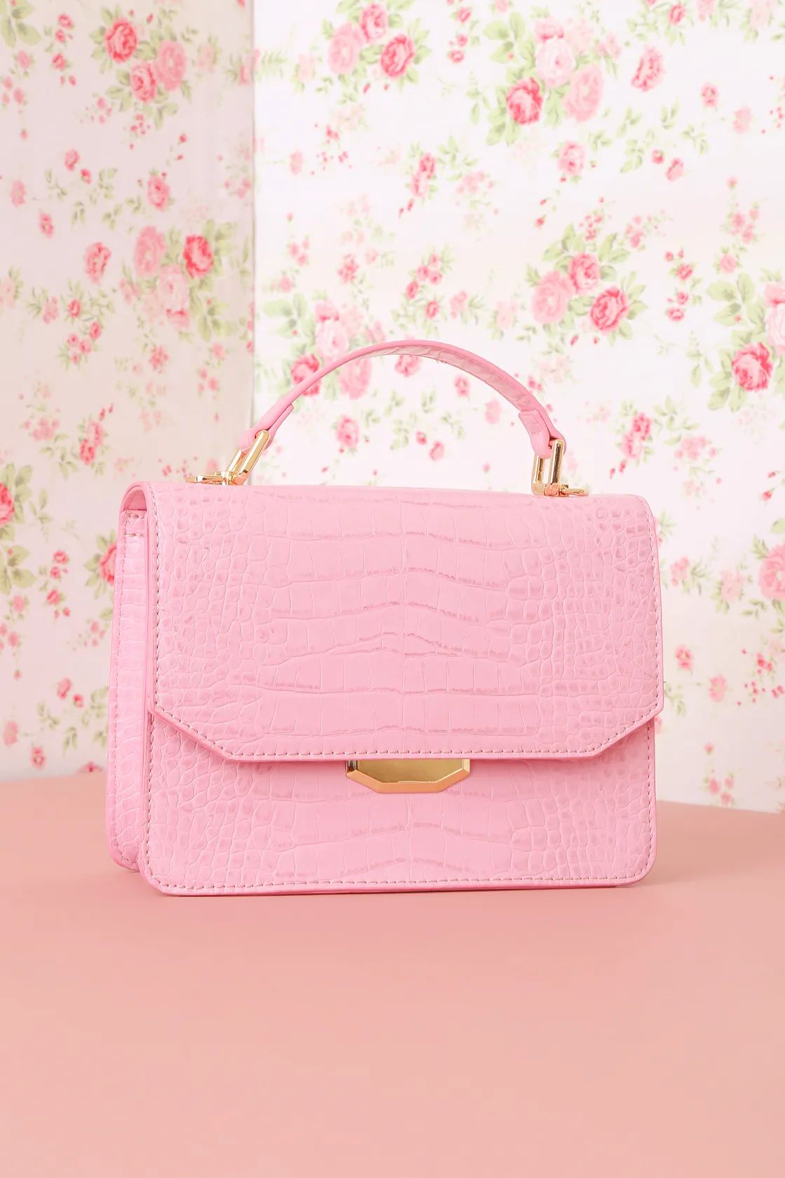 Fashionable Forever Pink Crocodile Embossed Crossbody Bag | Lulus (US)