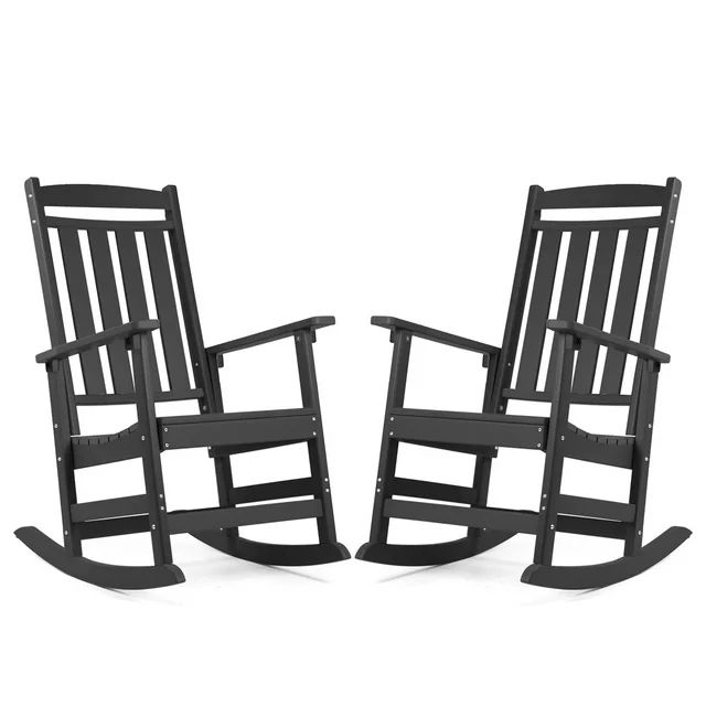 Outdoor Rocking Chairs Set of 2,All Weather Resistant Poly Lumber Outdoor Rocking Chairs with Hig... | Walmart (US)