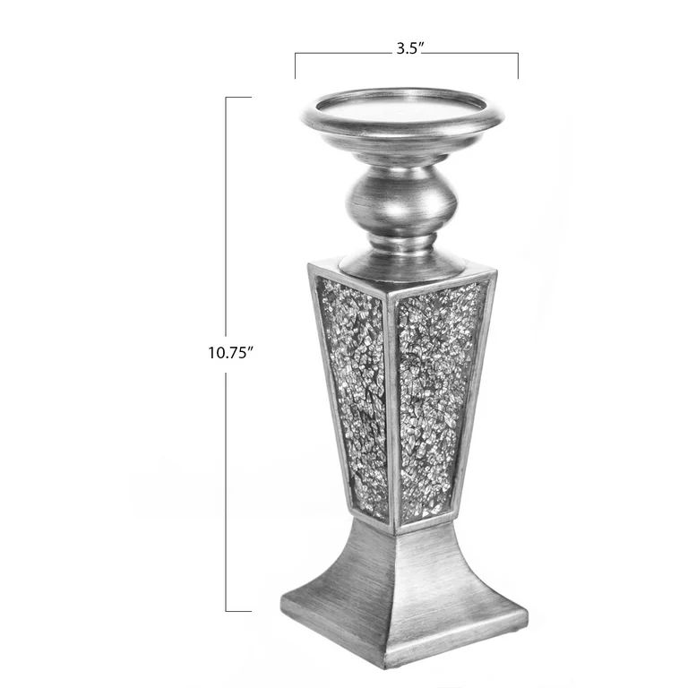 Schonwerk Pillar Candle Holder Set of 2- Crackled Mosaic Design- Home Coffee Table Decor Decorati... | Walmart (US)