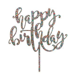 Multicolor Glitter Happy Birthday Cake Topper by Celebrate It™ | Michaels | Michaels Stores