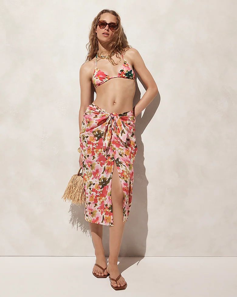 Convertible beach sarong in floral cotton voile | J.Crew US