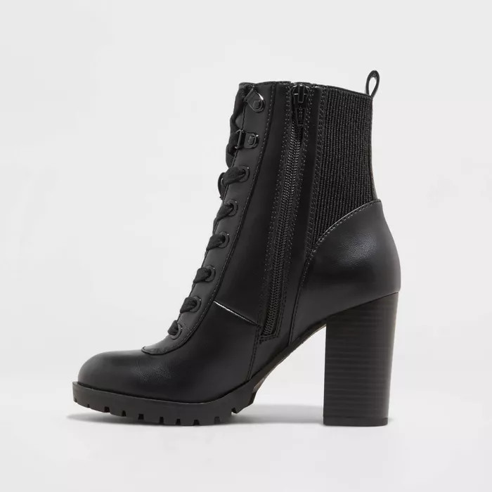 Women's Jada Laced Up Heeled Combat Boots - A New Day™ Black | Target