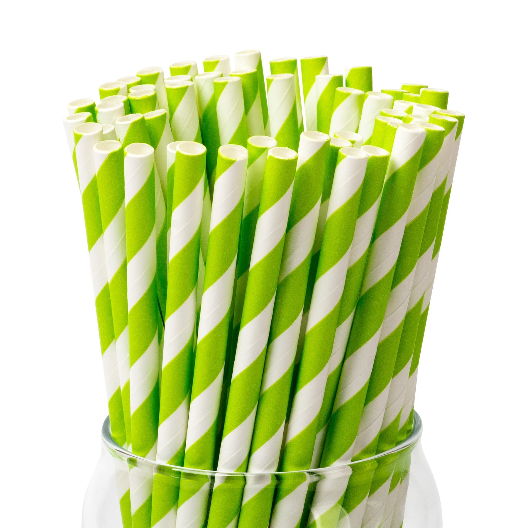 [100 Pack] Biodegradable Paper Straws, Striped Green Straws Bulk for Cocktails, Milkshakes, Parti... | Amazon (US)
