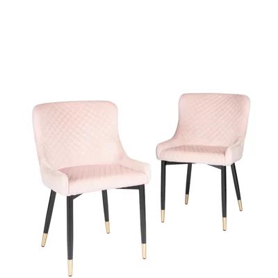Billie Tufted Velvet Upholstered Side Chair (Set of 2) Willa Arlo Interiors Upholstery Color: Blush  | Wayfair North America