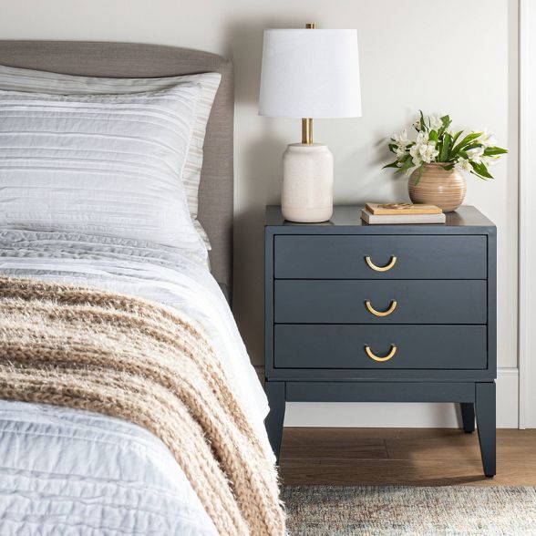 Quail Hill 3 Drawer Nightstand Navy - Threshold™ designed with Studio McGee | Target