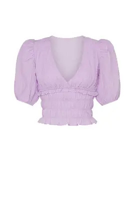 Purple Puff Sleeve Smocked Top | Rent the Runway