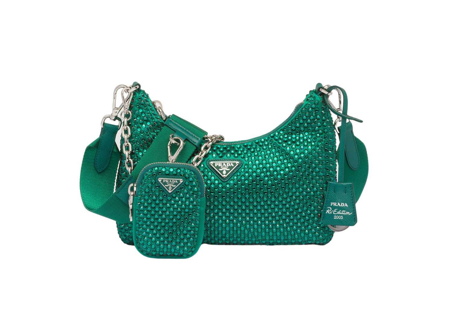 Women's Prada ReEdition 2005 Satin Bag with Crystals in Mango | StockX