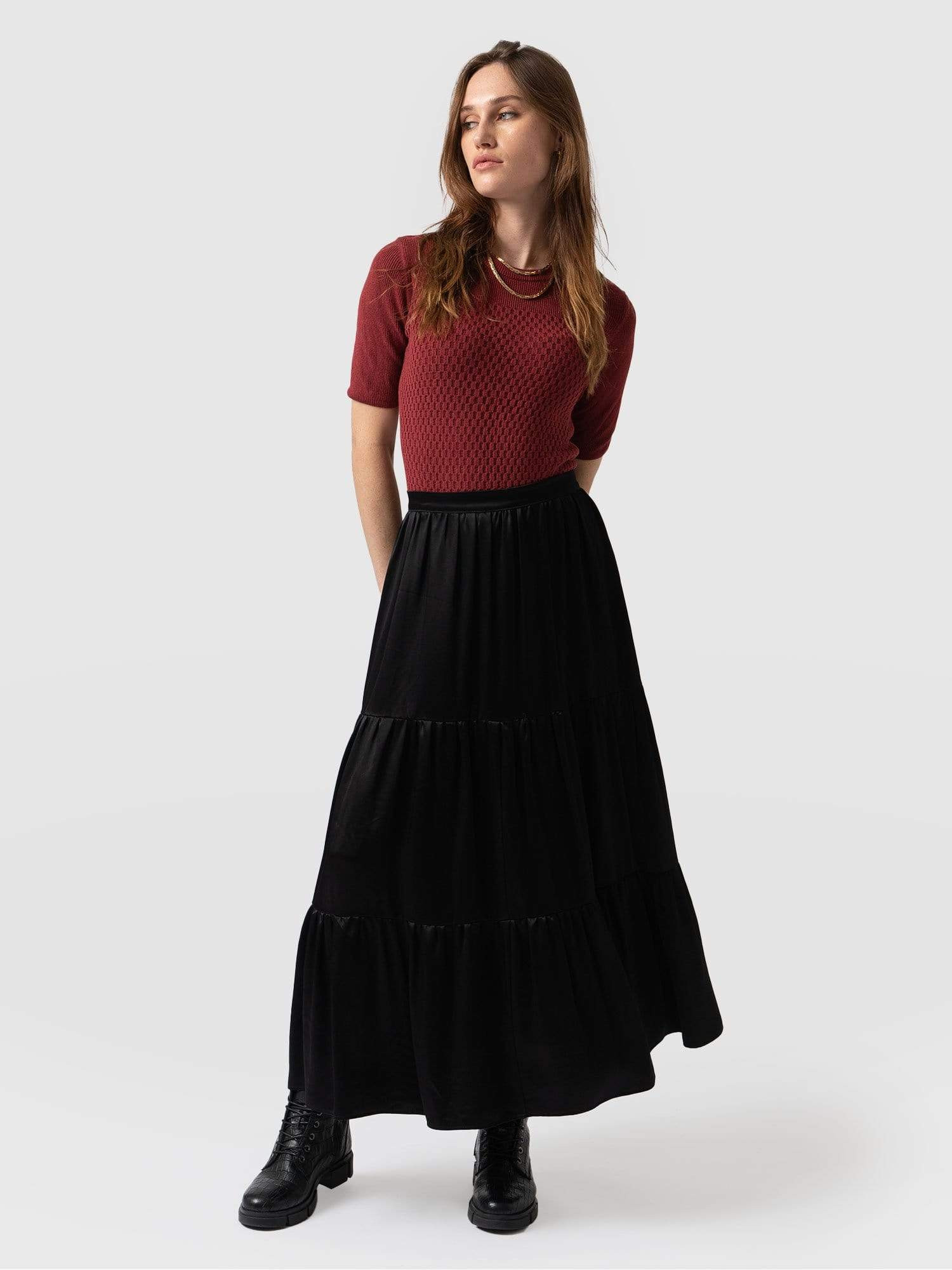 Greenwich Skirt - Gloss Black | Saint + Sofia