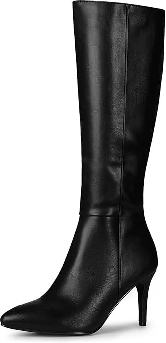 Allegra K Women's High Heels Pointed Toe Stiletto Heel Knee High Boots | Amazon (US)