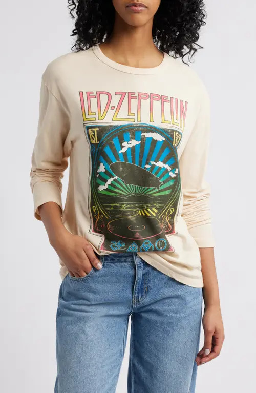 Daydreamer Led Zeppelin Reflections Cotton Graphic T-Shirt in Sand at Nordstrom, Size Medium | Nordstrom