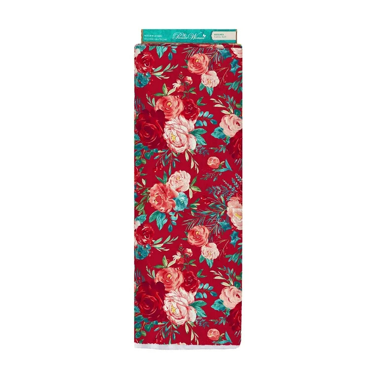 The Pioneer Woman 44" Cotton Wishful Winter Sewing & Craft Fabric 8 yd Bolt, Red | Walmart (US)