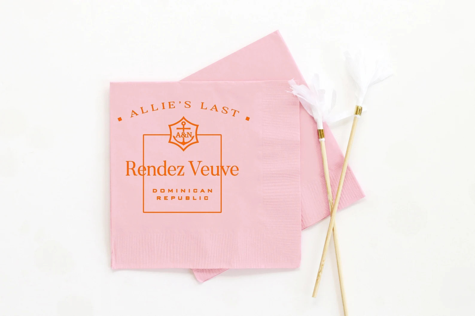 Last Rendez Veuve Personalized Napkins, Champagne Themed Bachelorette Party Available in Beverage... | Etsy (US)