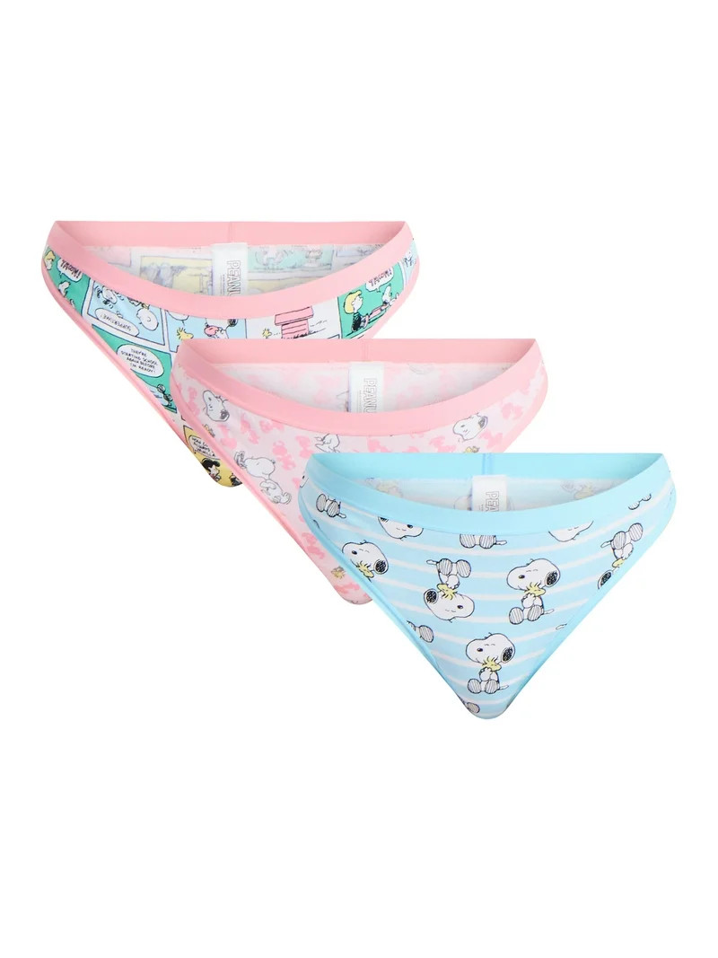 Peanuts Women's Thong Panties, 3-Pack, Sizes S-XXL | Walmart (US)