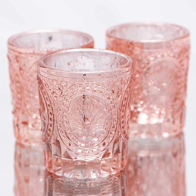 Richland Votive Holders Mercury Primrose Wedding Event Candle Glow Rose Gold Set of 12 | Amazon (US)