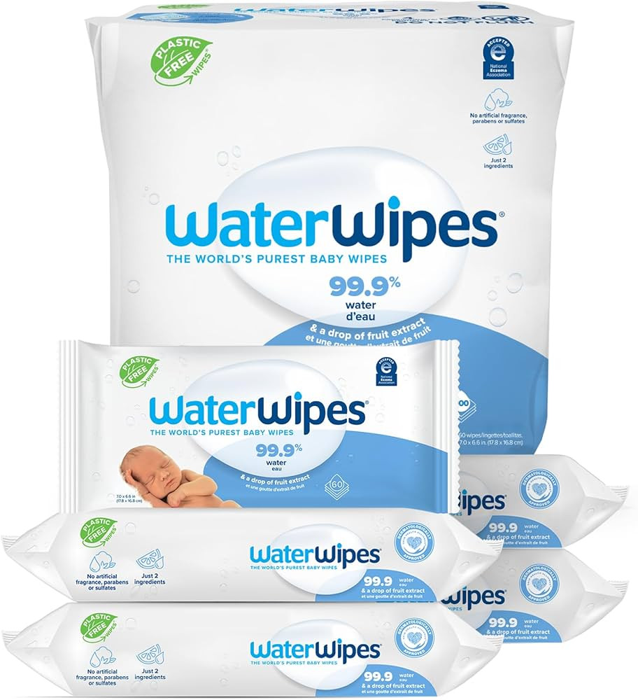 WaterWipes Plastic-Free Original Baby Wipes, 99.9% Water Based Wipes, Unscented & Hypoallergenic ... | Amazon (US)