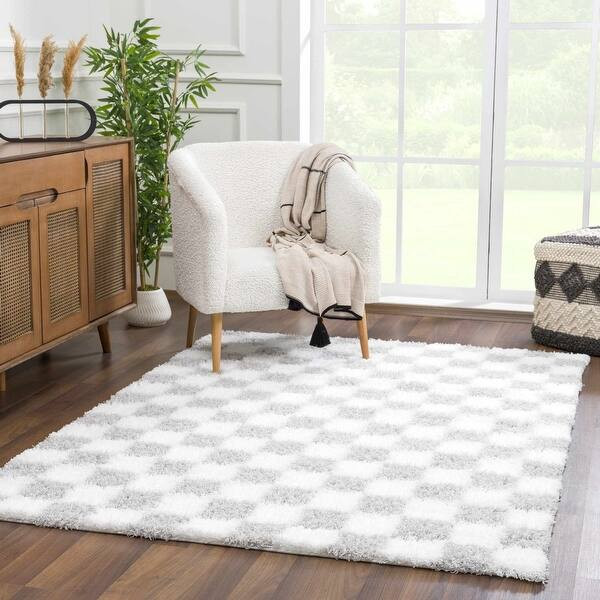 Hauteloom Atira Living Room, Bedroom Area Rug - Contemporary - Plush Pile - Light Gray,Cream - 7'... | Bed Bath & Beyond