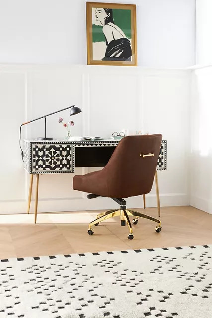 Elowen Leather Swivel Desk Chair | Anthropologie (US)