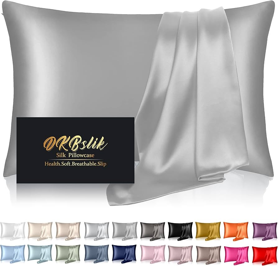 Amazon.com: Silk Pillowcase for Hair and Skin, Mulberry Silk Pillow Cases Standard Size, Anti Acn... | Amazon (US)
