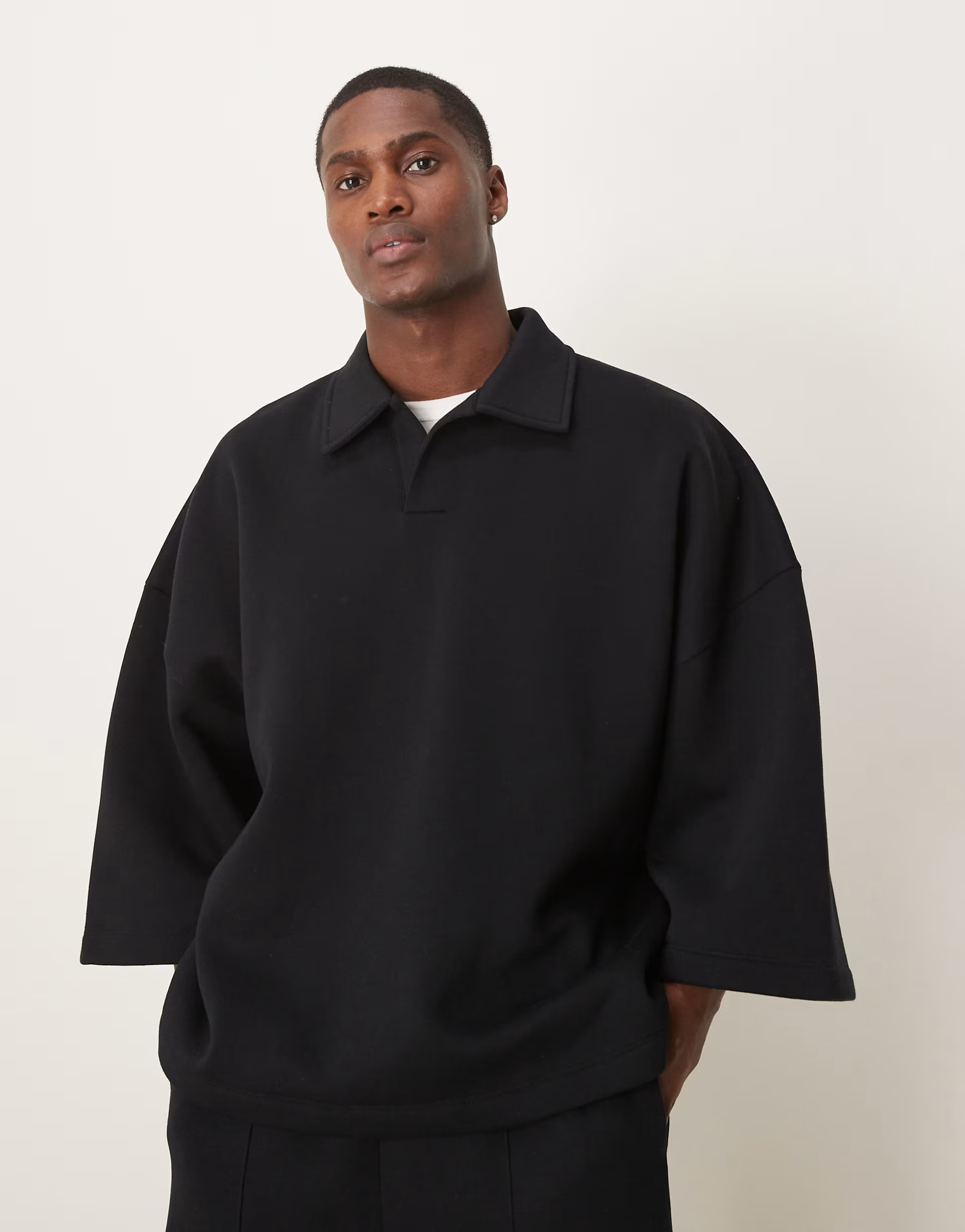 ASOS DESIGN extreme oversized sweatshirt with 3/4 length sleeve in black - part of a set | ASOS | ASOS (Global)