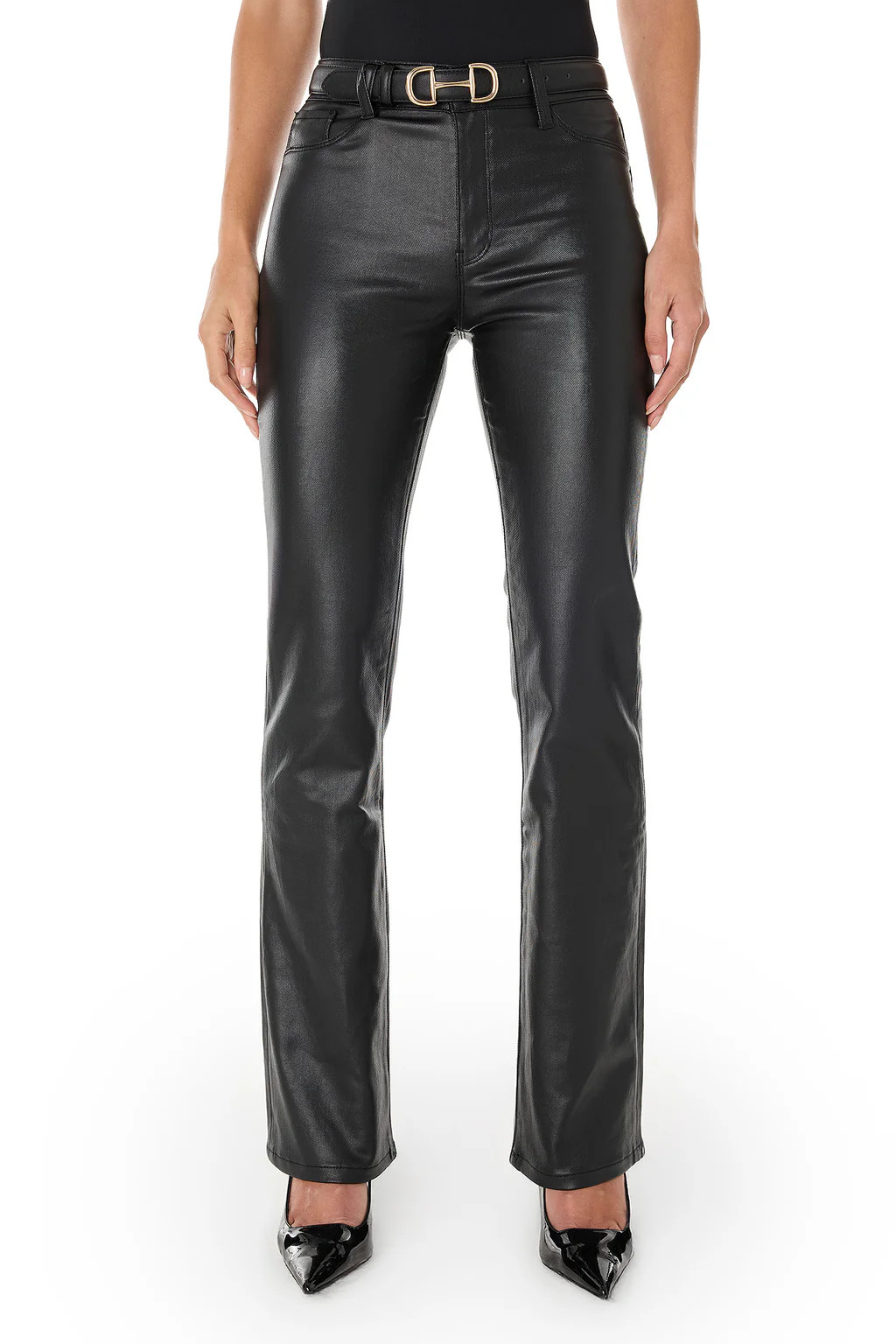 Aria Coated Flare Jean - Black | The Noli Shop