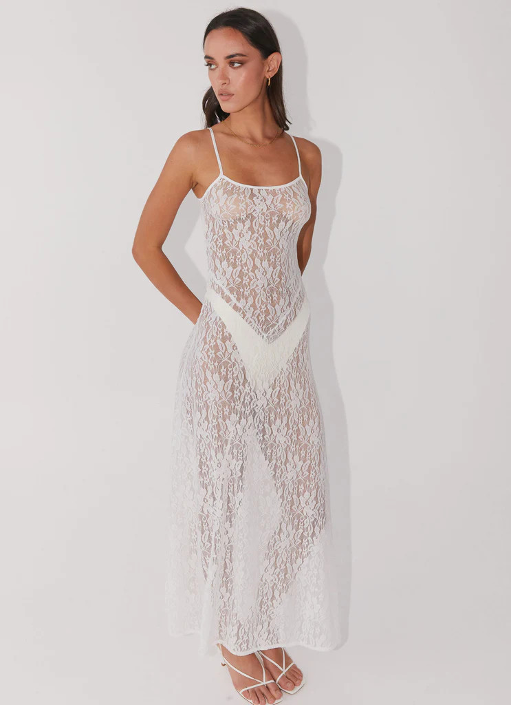 Wild Thoughts Lace Midi Dress - Snow | Peppermayo (Global)