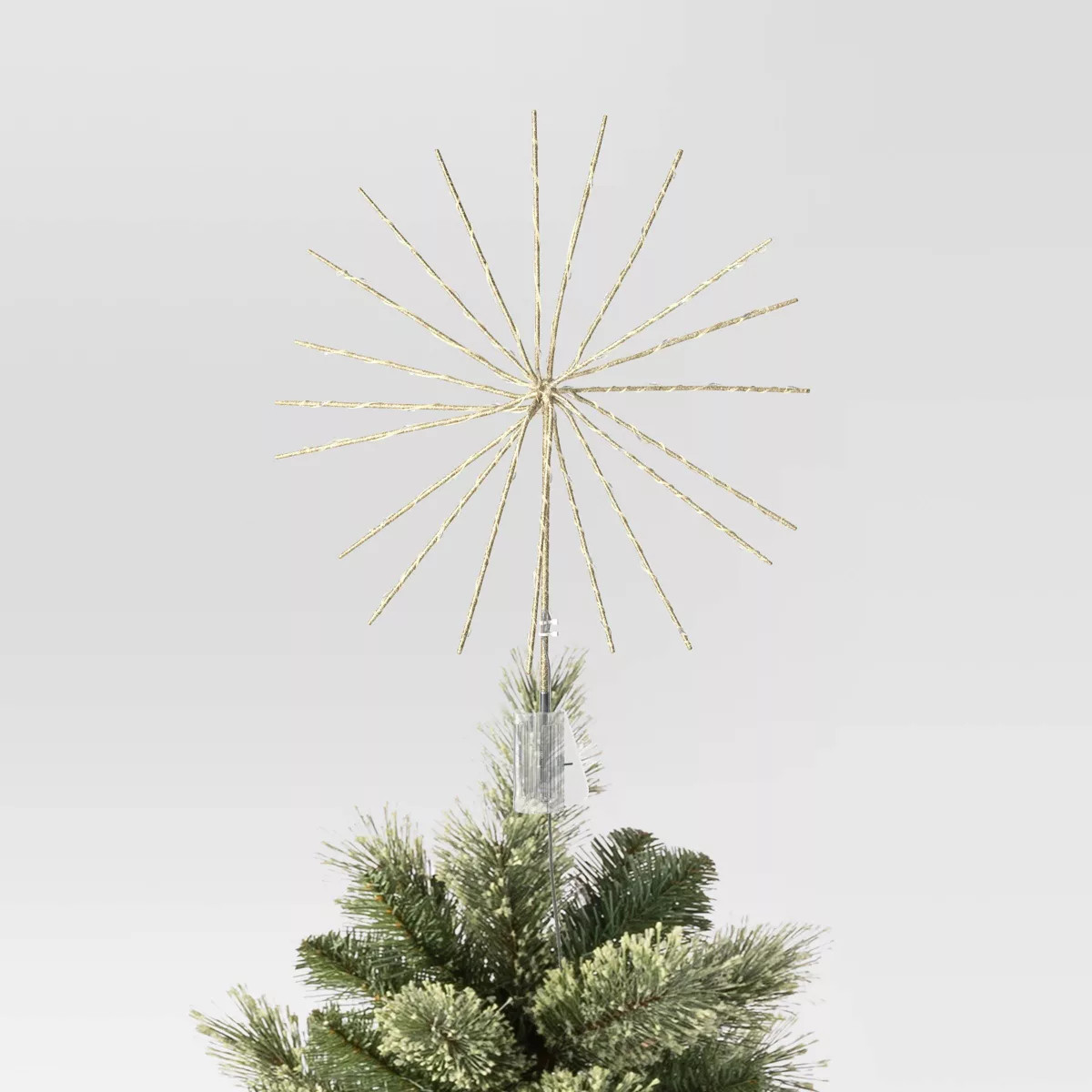 14" Pre-lit Dewdrop Glittered Starburst Christmas Tree Topper Champagne with Cool White Twinkle/W... | Target