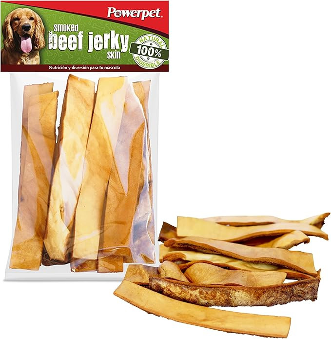Powerpet Treats Natural Smoked Beef Jerky Skin for Dogs - Premium High Protein, Grain-Free, Rawhi... | Amazon (US)